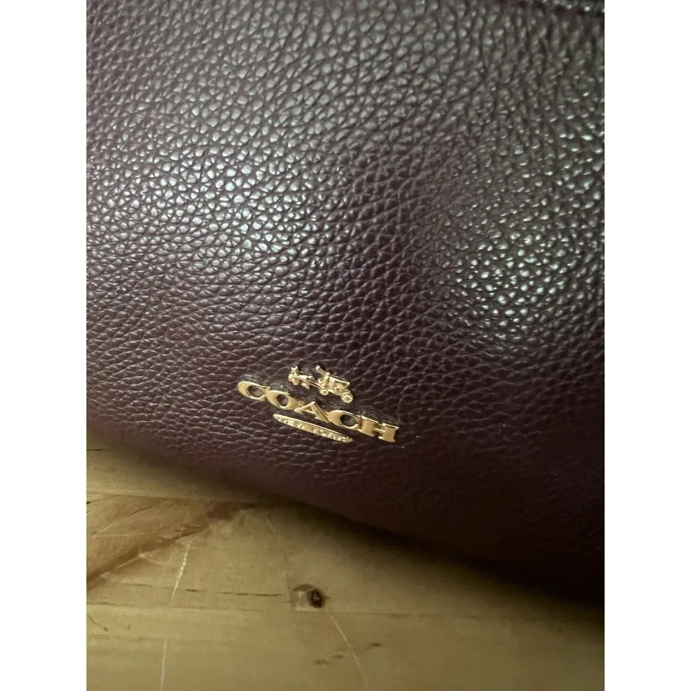 Coach Oxblood Burgundy Pebble Leather Nylon Backpack Travel Daypack 14